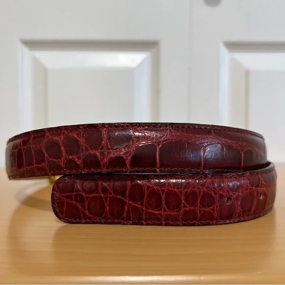 Mauri Men’s Red Genuine Alligator Belt Italy Size 36 - Picture 6 of 11